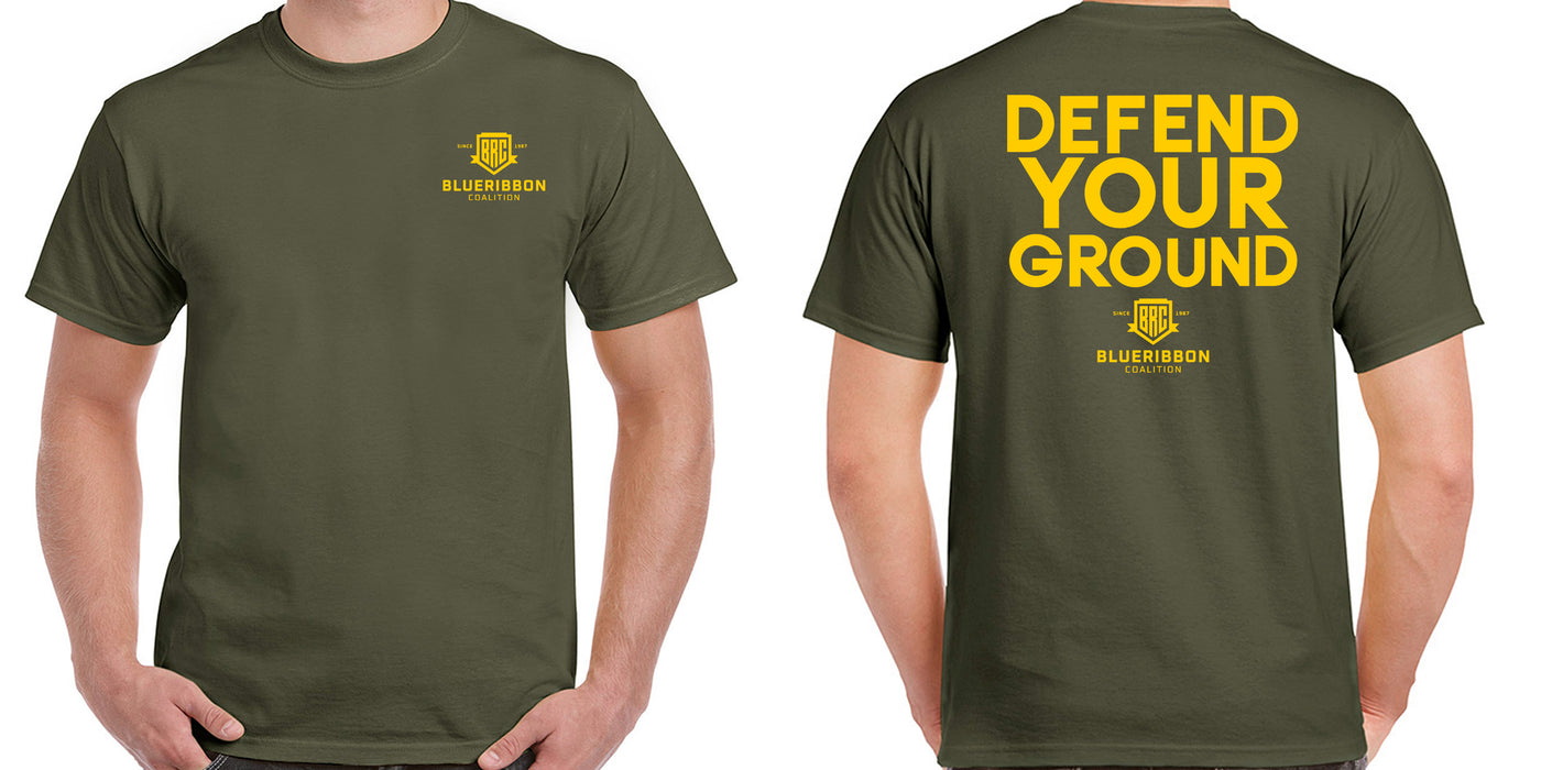 BlueRibbon Coalition DEFEND YOUR GROUND Olive Green T-shirt (Copy)