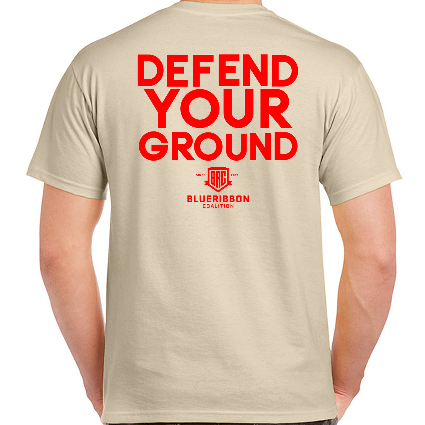BlueRibbon Coalition DEFEND YOUR GROUND Sand T-shirt