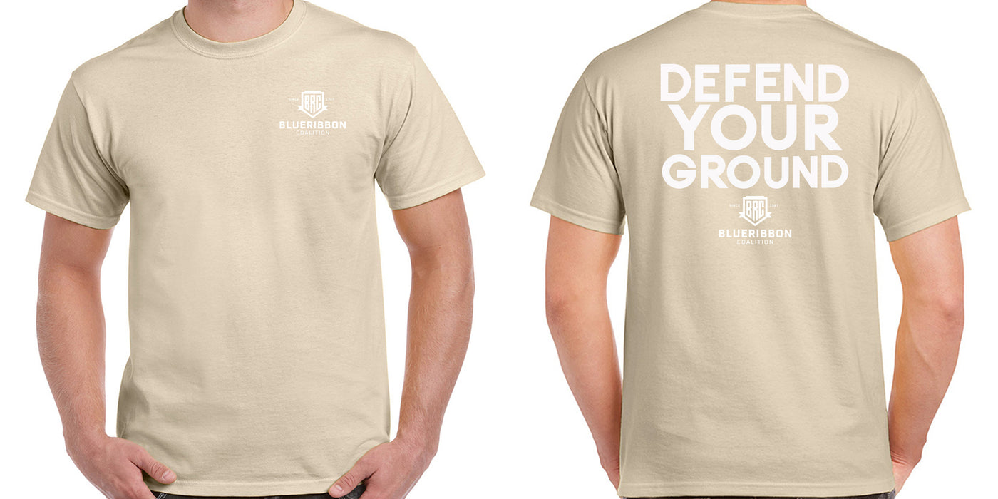 BlueRibbon Coalition DEFEND YOUR GROUND Sand T-shirt