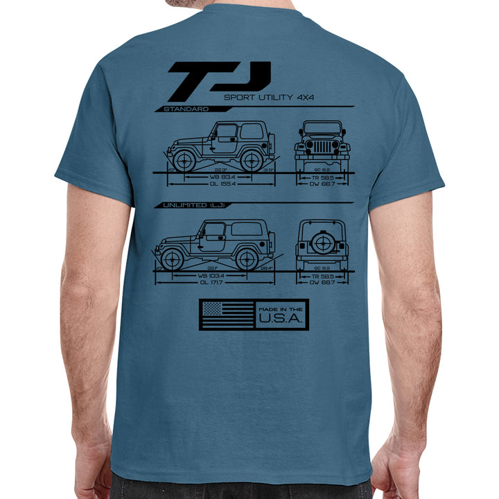 Jeep TJ/LJ Blueprint T-Shirt – Offroad Outfitter Apparel