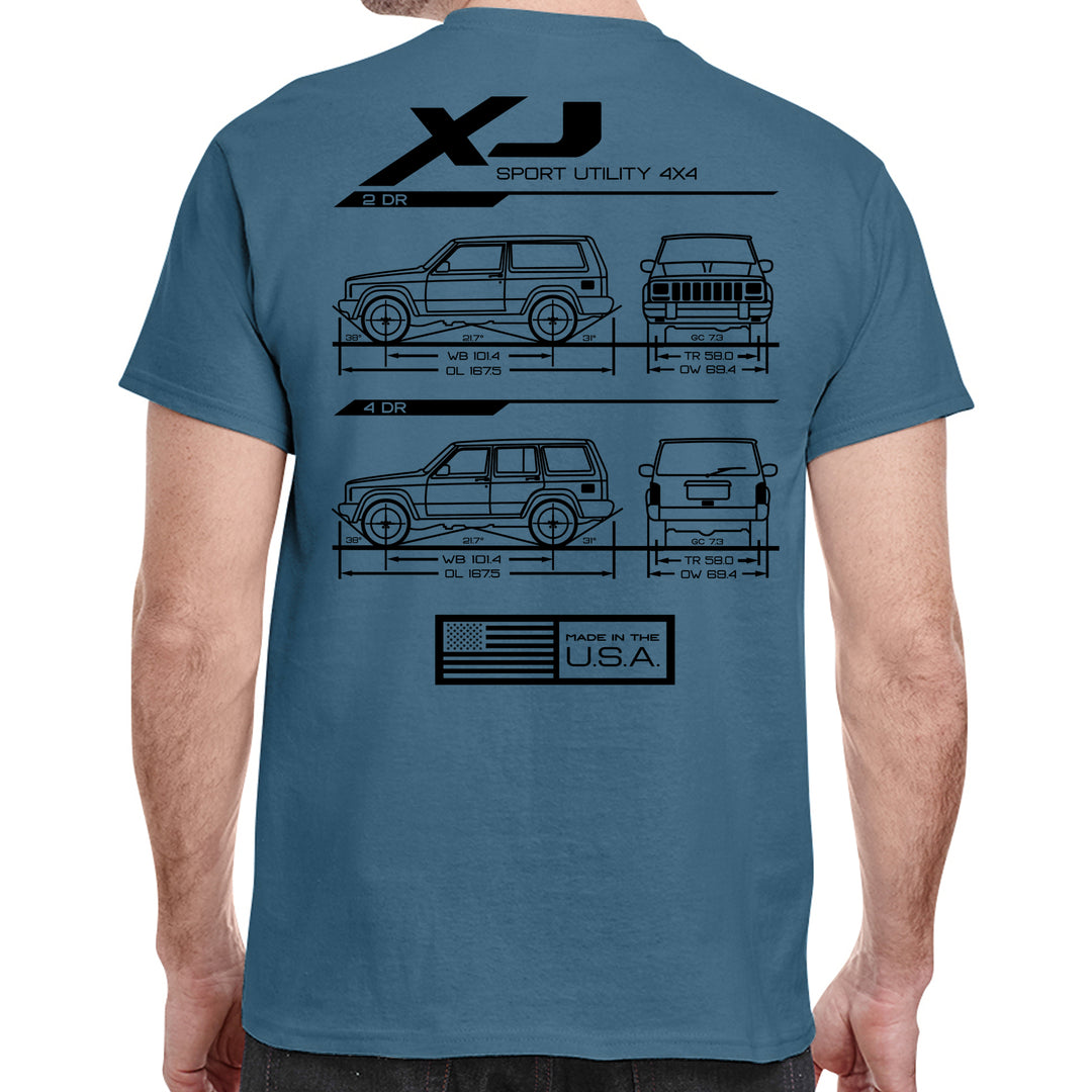 Jeep Brand Jeep T Shirts Online India Jeep XJ Blueprint T-Shirt