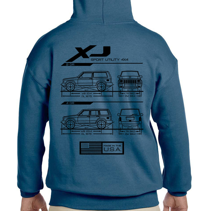 Jeep XJ Blueprint Hoodie – Offroad Outfitter Apparel